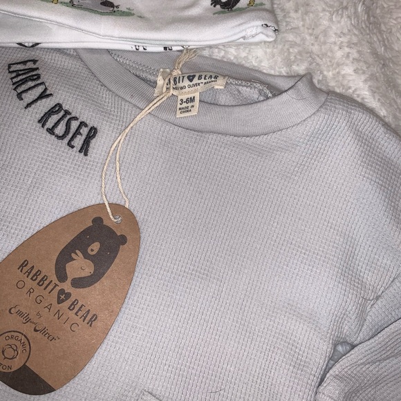 NEW Winter outfit Rabbit & Bear 0/3 & 3/6 Month, Waffle Knit Winter Farm animals - Picture 4 of 10